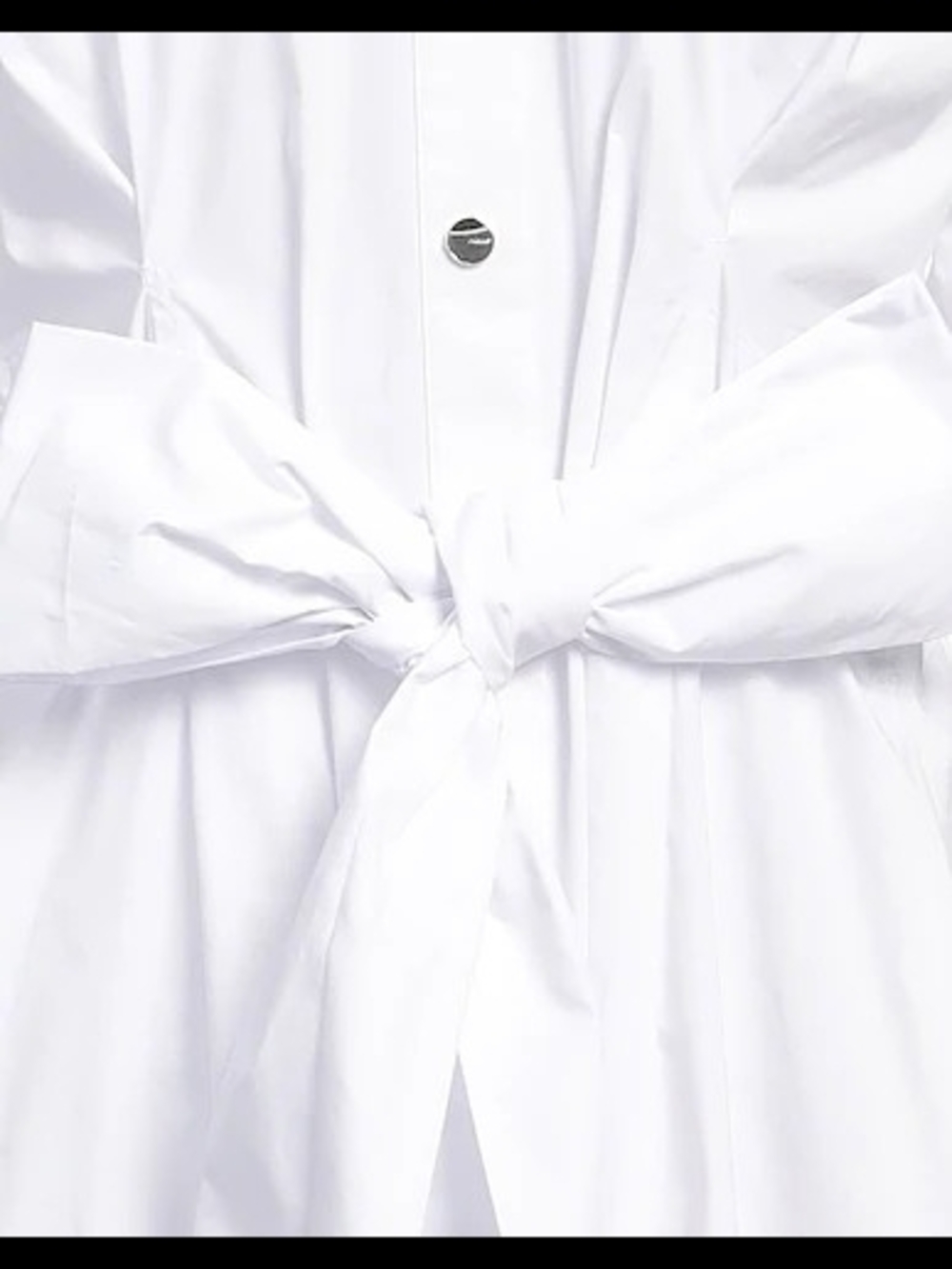 PINKO White Cotton Shirt Midi Dress Belted Puff Sleeve - Picture 3 of 5